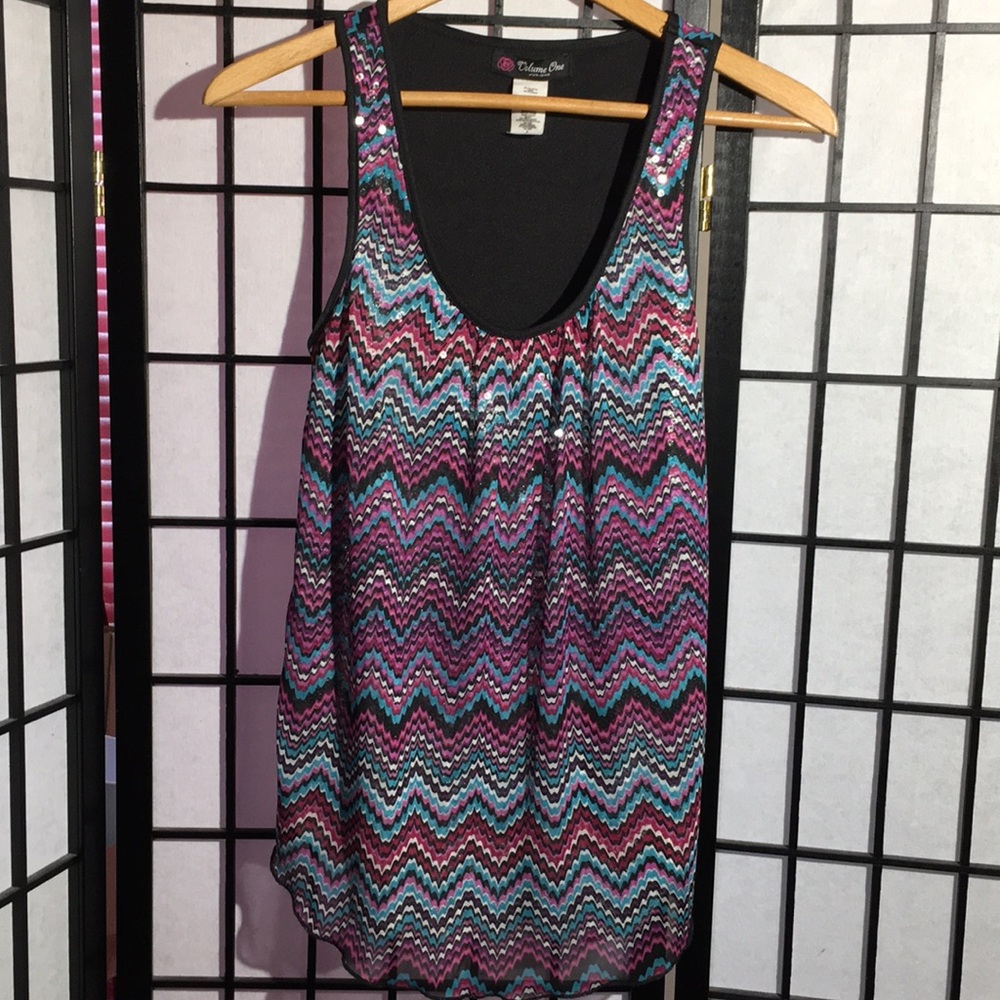 Volume One Juniors Glittery Tank Size S